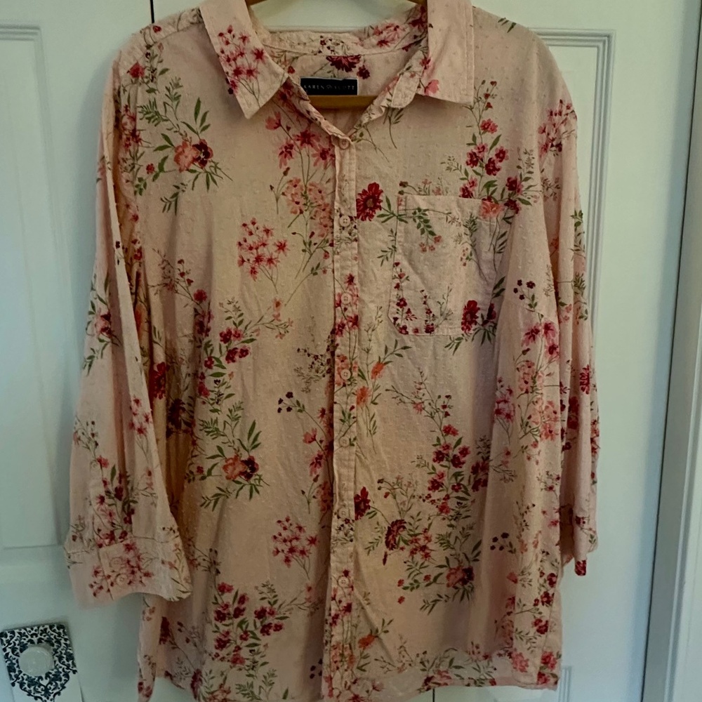 Pink long -leeve cotton blouse
